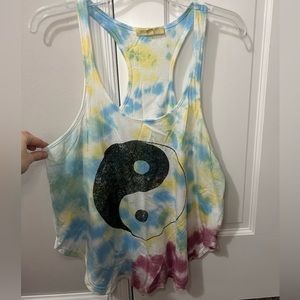 Urban Outfitters Mouchette Tie Dye Medium Ying Yang Graphics Tank Top Peace